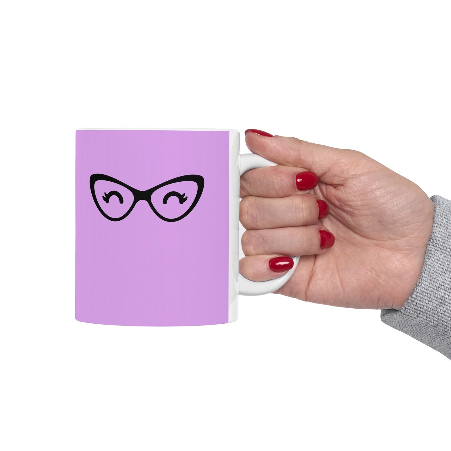 Happy Glasses in Pink Mug (11oz)
